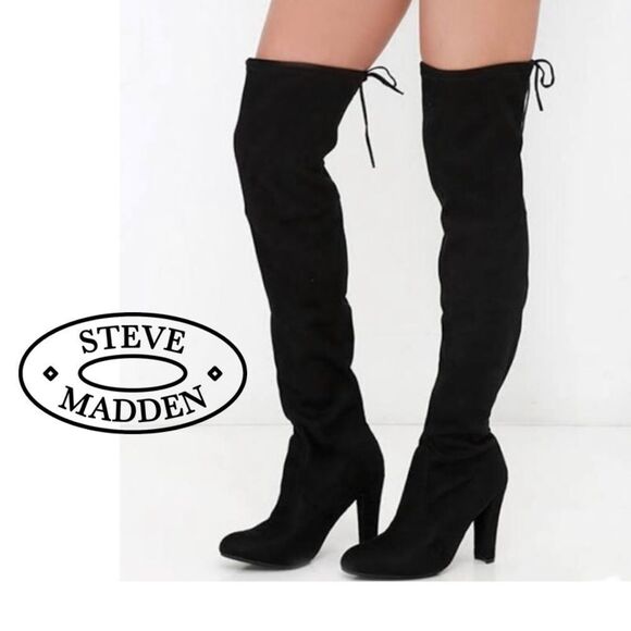 STEVE Madden Gorgeous Black suede over the knee boots size 5.5 - Picture 1 of 12